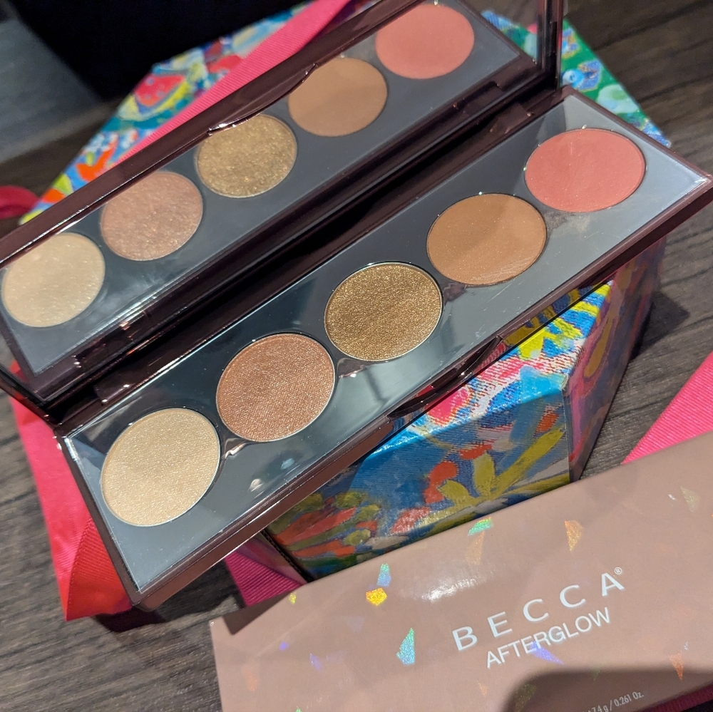 BECCA Afterglow Highlighter Palette - Gold and Bronze Shades, blush makeup